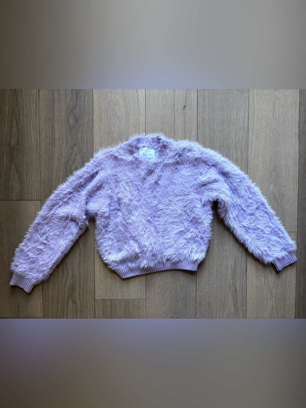 Zara Lilac Fuzzy V-Neck Sweater